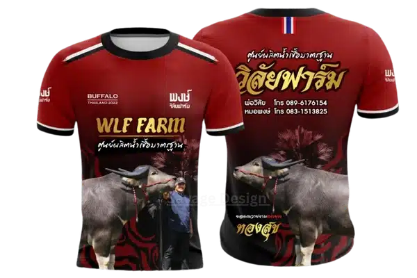 เสื้อพิมพ์ลายวิลัยฟาร์มควายงาม