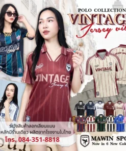 MAWIN เสื้อกีฬาคอปกพิมพ์ลาย Vintage Sport ใส่ได้ทั้งหญิง ชาย