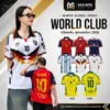 MAWIN เสื้อกีฬาคอปกพิมพ์ลาย WORLD CLUB ใส่ได้ทั้งหญิง ชาย