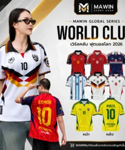 MAWIN เสื้อกีฬาคอปกพิมพ์ลาย WORLD CLUB ใส่ได้ทั้งหญิง ชาย