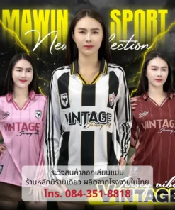 MAWIN เสื้อกีฬาคอปก-แขนยาว พิมพ์ลาย Vintage Sport ใส่ได้ทั้งหญิง ชาย